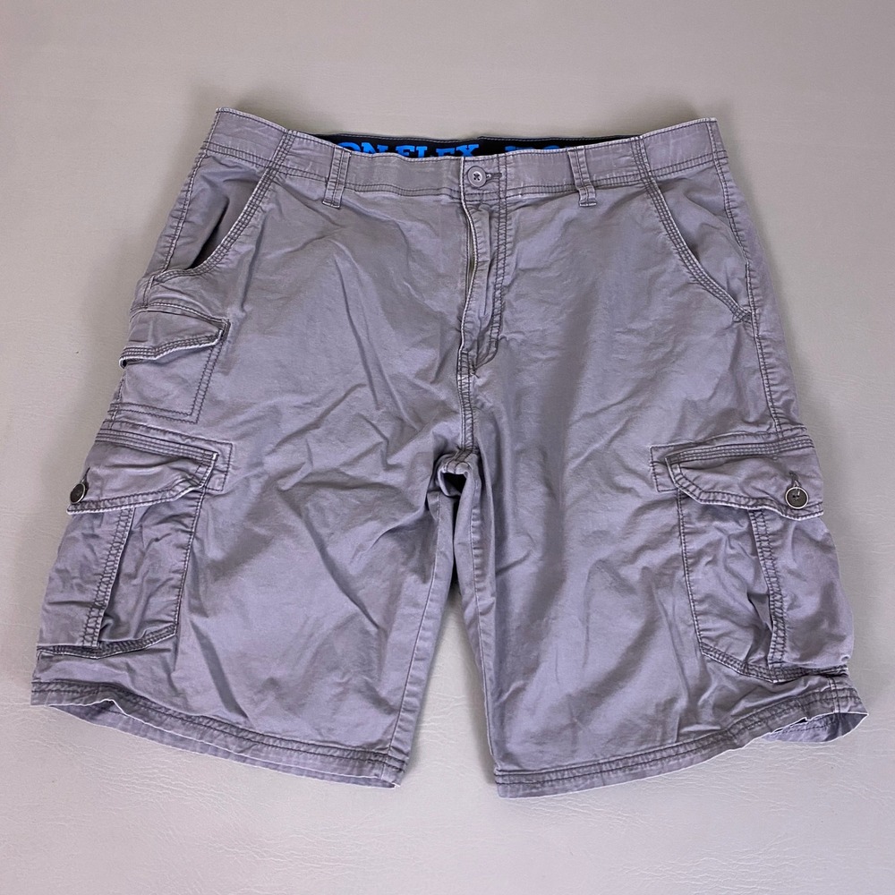 Iron Flex Cargo Shorts Men's Size 36 Gray Stretch Cotton Blend Casual Outdoor